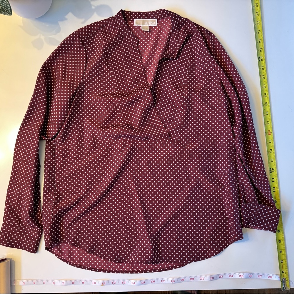 Michael Kors Burgundy Polka Dot Blouse